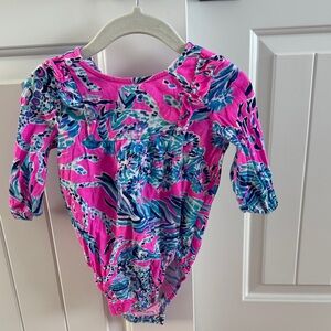 Lilly Pulitzer Pink and Blue Floral baby romper